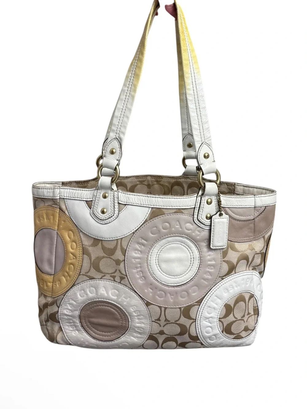 Coach rare snap head Signature Canvas Tote with Multi-Color Circle Appliqué